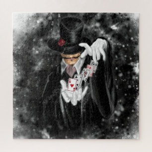 Magician and Playing Cards Abracadabra - Drawing  Jigsaw Puzzle