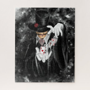 Magician and Playing Cards Abracadabra - Drawing - Jigsaw Puzzle
