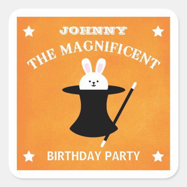 Magician Birthday Party Favour Sticker (Front)