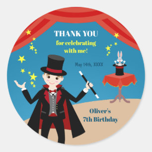 Magician Boy Show Birthday Party Classic Round Sticker