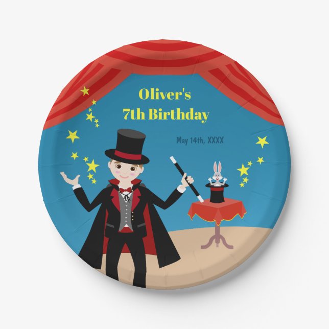 Magician Boy Show Birthday Party Paper Plate (Front)