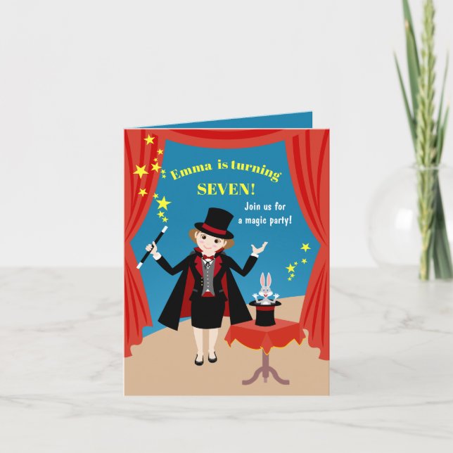 Magician Girl Show Birthday Party Invitation (Front)