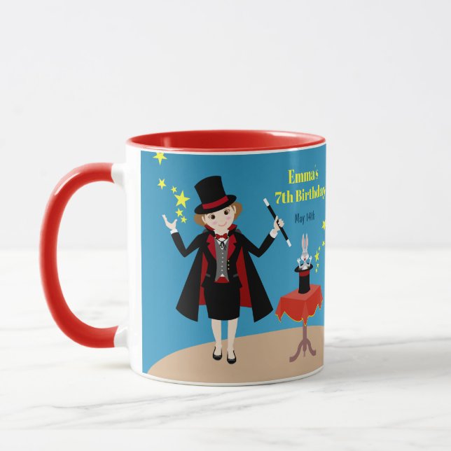 Magician Girl Show Birthday Party Mug (Left)