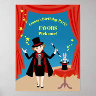 Magician Girl Show Birthday Party Poster