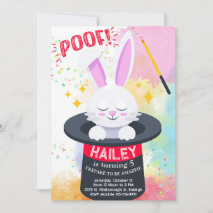 Magician hat and bunny girl birthday invite. invitation