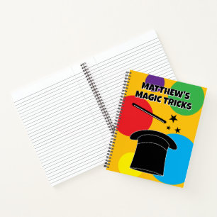 Magician hat and magic wand personalized notebook
