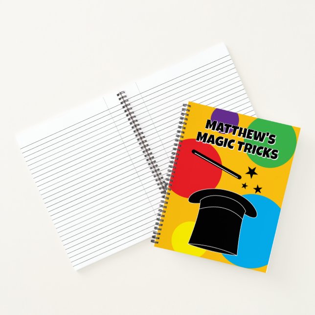 Magician hat and magic wand personalized notebook (Inside)