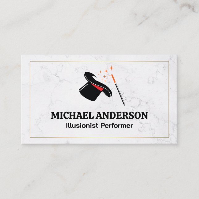 Magician Hat and Wand  Business Card (Front)