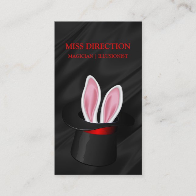 Magician Hat Rabbit Magic Top Hat Satin Business Card (Front)