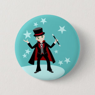 Magician kid birthday party 6 cm round badge