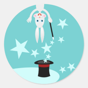 Magician kid birthday party classic round sticker