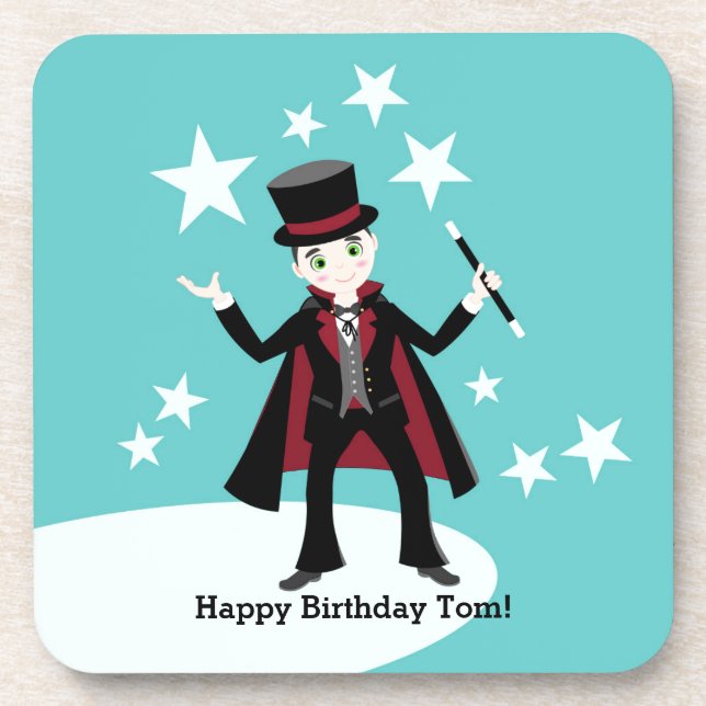 Magician Kid Birthday Party Coaster (Front)