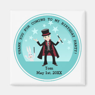 Magician kid birthday party magnet