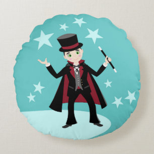 Magician kids birthday party round cushion