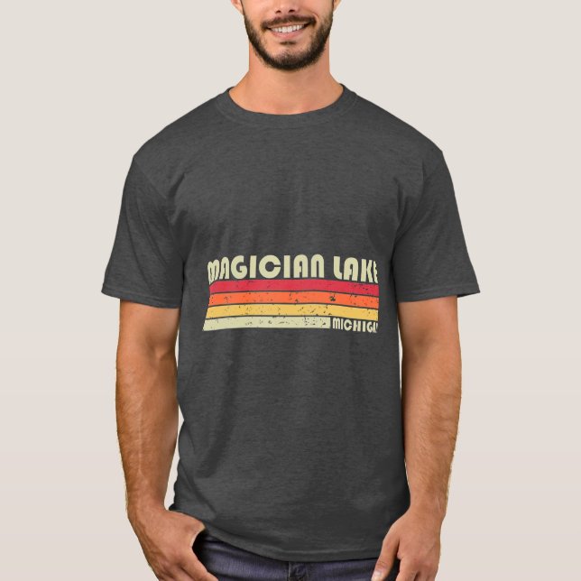 MAGICIAN LAKE MICHIGAN Funny Fishing Camping T-Shirt (Front)