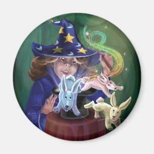 Magician Pulling Rabbits from a Hat Magnet