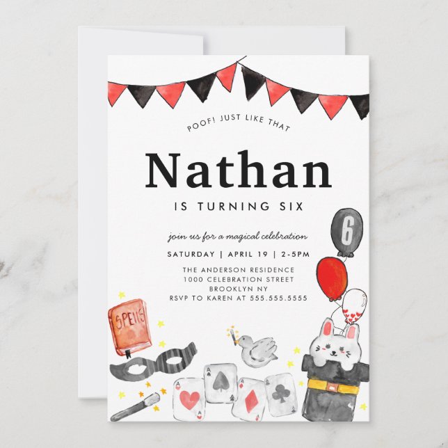 Magician Rabbit Deck Card Wand Magic Show Birthday (Front)