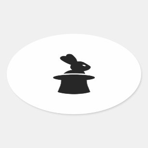 Magician rabbit top hat oval sticker