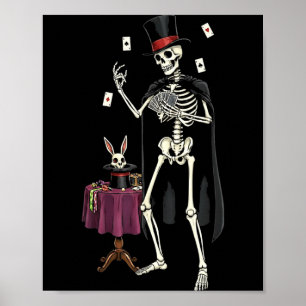 Magician Skeleton Halloween Funny for Men Boys Poster