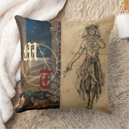 Magician tarot alchemy elegant & monogram cushion