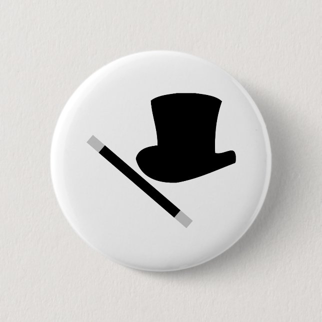 magician top hat and magic wand 6 cm round badge (Front)