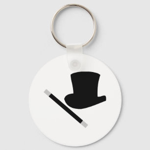 magician top hat and magic wand key ring
