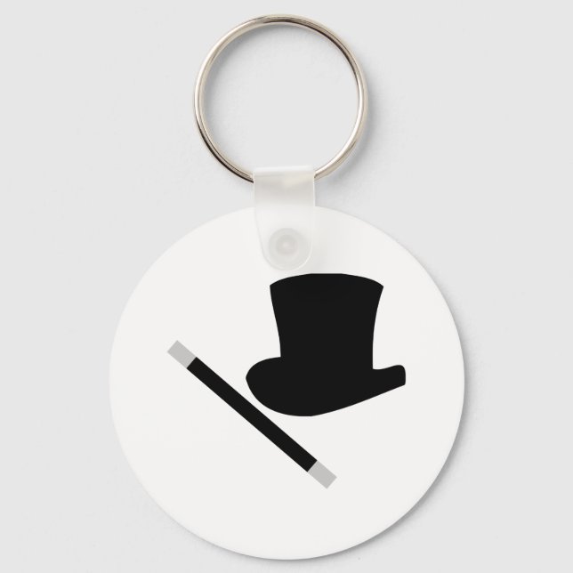 magician top hat and magic wand key ring (Front)