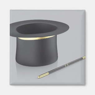 Magician top hat and magic wand magnet