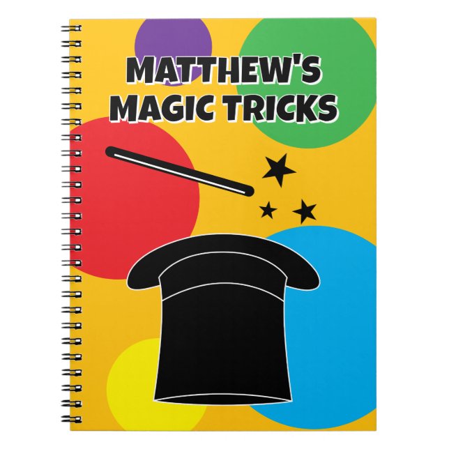 Magician wand and hat magic show personalized notebook (Front)