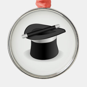 Magician Wand and Hat Metal Ornament