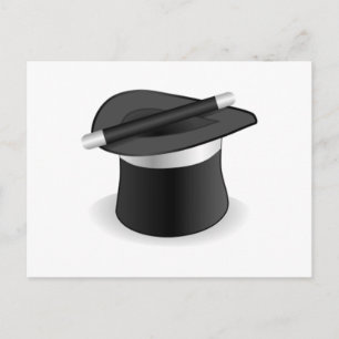 Magician Wand and Hat Postcard