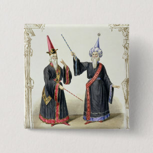 Magicians at the Carnival in Berlin, 1836 (colour 15 Cm Square Badge