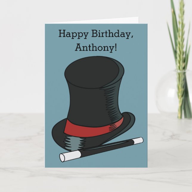 Magicians Hat and Magic Wand Personalised Card (Front)