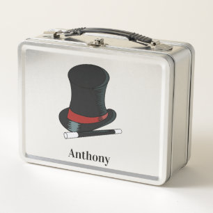 Magicians Hat and Magic Wand Personalised Metal Lunch Box