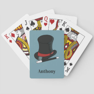 Magicians Hat and Magic Wand Personalised Playing Cards