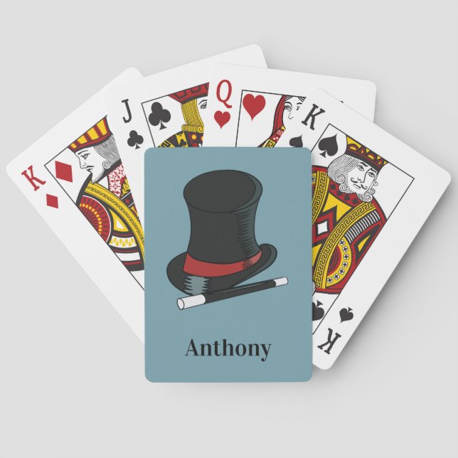 Magicians Hat and Magic Wand Personalised Playing Cards (Back)