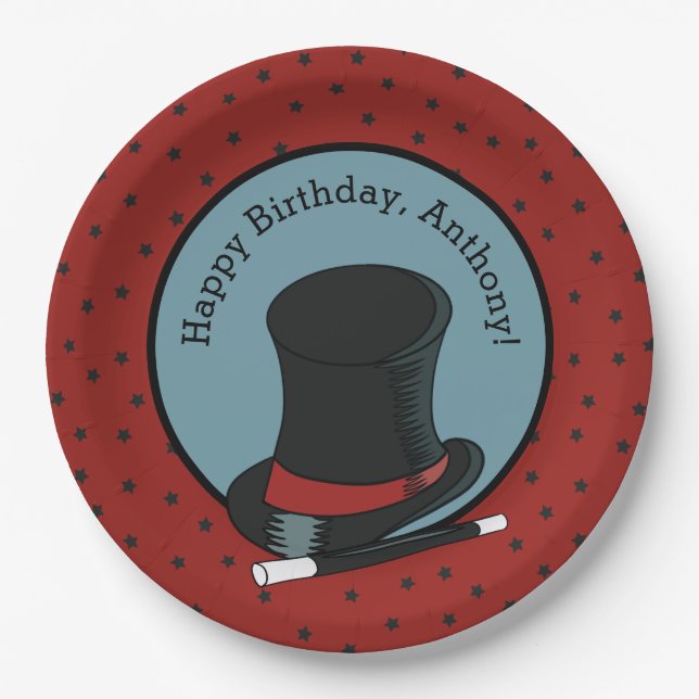 Magicians Hat Magic Show Birthday Party Paper Plate (Front)