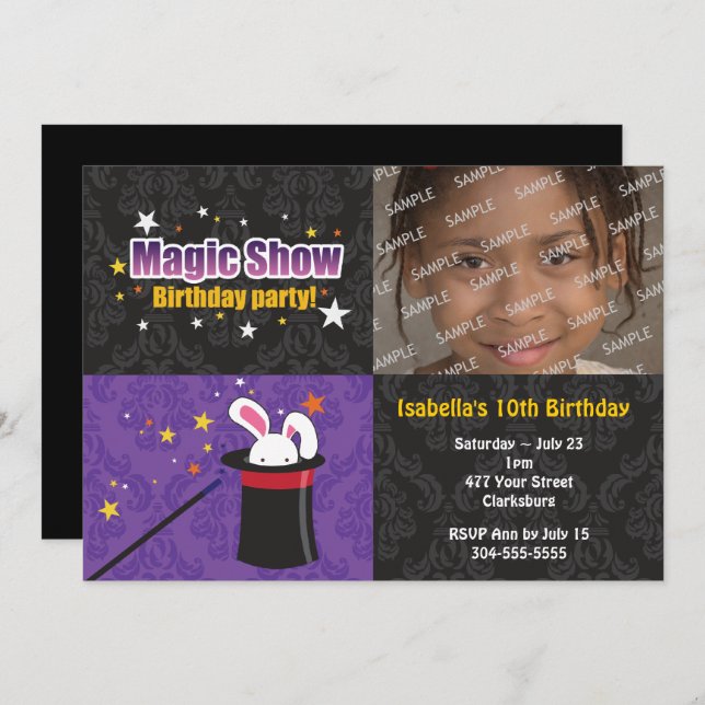 Magician's Rabbit Birthday Party Invitation (Front/Back)