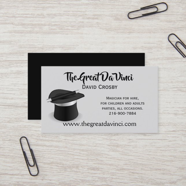 Magicians Top Hat Business Card (Front/Back In Situ)