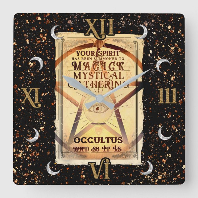 Magick Mystical Gathering Magic Fortune Teller Eye Square Wall Clock (Front)