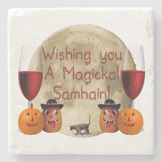 Magickal Samhain Stone Coaster (Front)