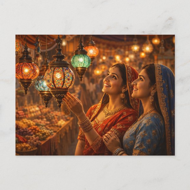 Magischer Indischer Lampenmarkt Postcard (Front)