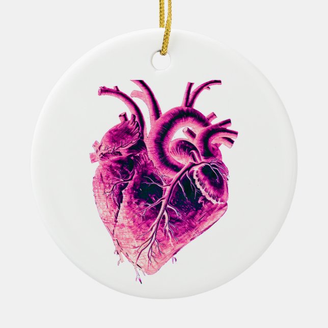 Magnet Anatomical Heart pink purple neon electric  Ceramic Ornament (Front)