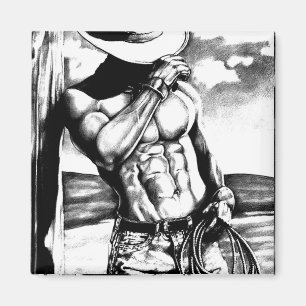 Magnet art elegant masculine Cowboy Bodybuilder