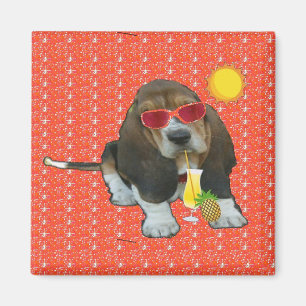 Magnet Baby Basset Hound Summer Time