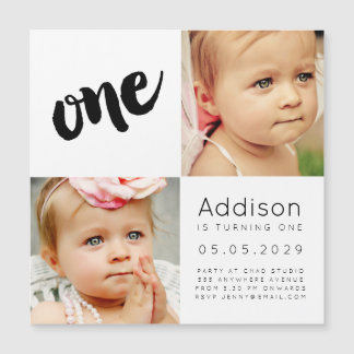 |MAGNET| Baby Boy Girl ONE 1st Birthday Photo Card