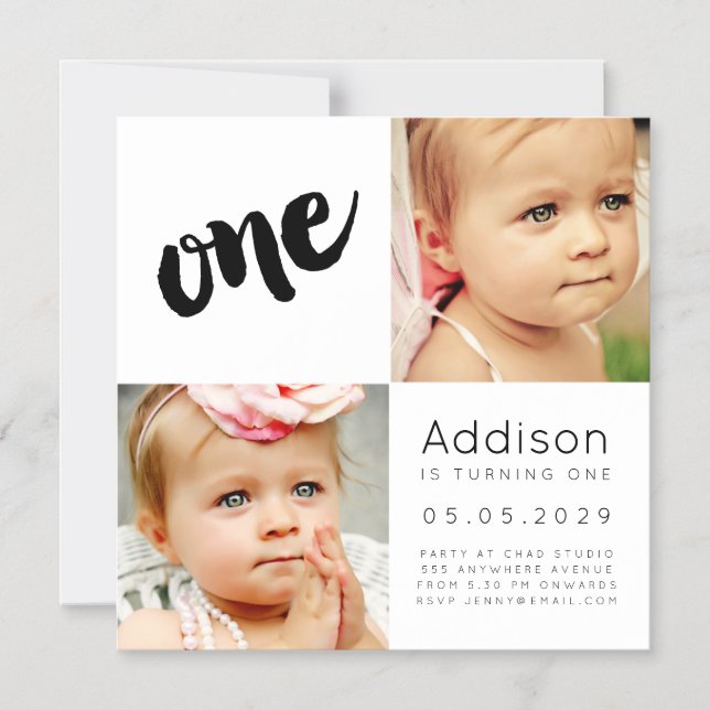 |MAGNET| Baby Boy Girl ONE 1st Birthday Photo Card (Front)