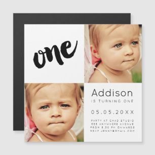  MAGNET  Baby Boy Girl ONE 1st Birthday Photo Card