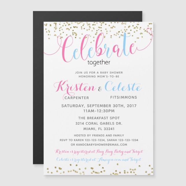 MAGNET Baby, Friends Combined Joint Invitation (Front/Back)