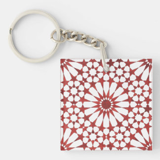 Magnet Badge Round 5 Cm Red Andalusian Mosaic AL Key Ring